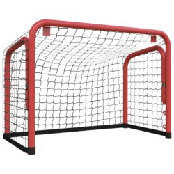 Hockeymål med nett rød og svart 68x32x47 cm stål og polyester