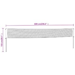 Badmintonnett gul og svart 600×155 cm PE stoff