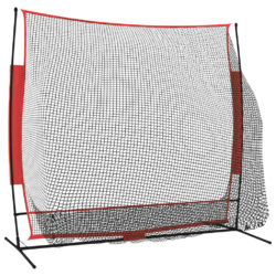 Bærbart baseballnett svart og rød 215x107x216 cm polyester