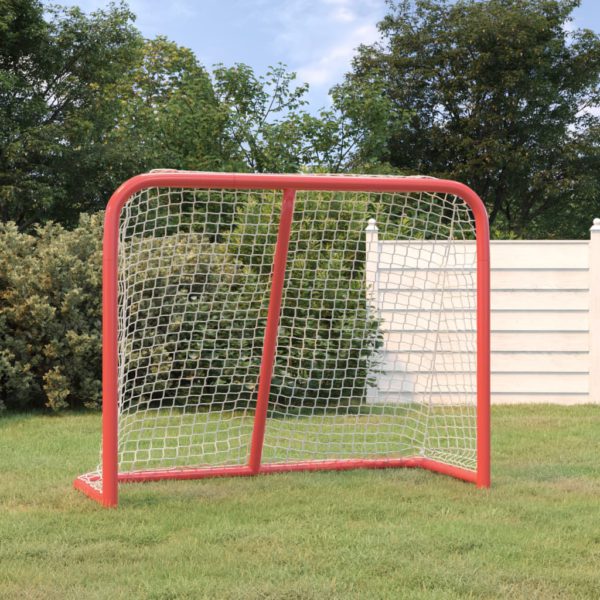 Hockeymål rød og hvit 183x71x122 cm polyester