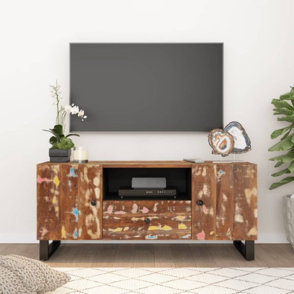 TV-benk 105×33,5×46 cm gjenvunnet heltre og konstruert tre