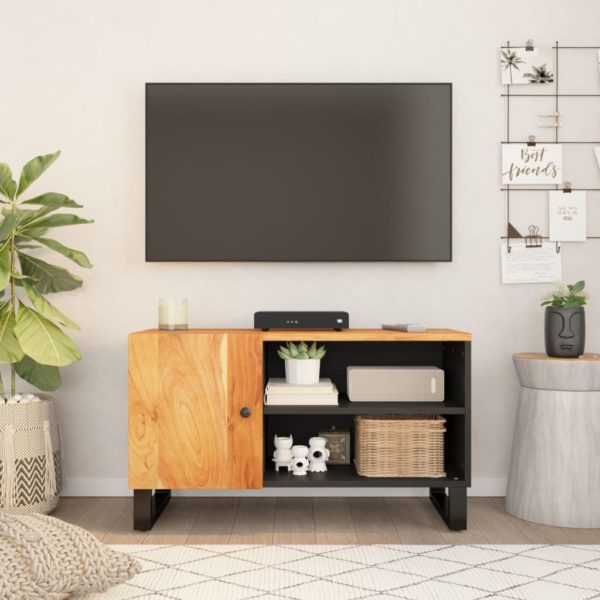 TV-benk 80x33x46 cm heltre akasie og konstruert tre