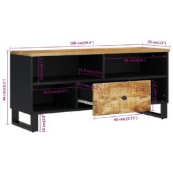 TV-benk 100x33x46 cm heltre mango og konstruert tre