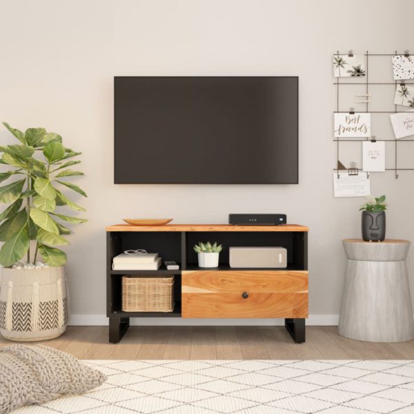 TV-benk 80x33x46 cm heltre akasie og konstruert tre