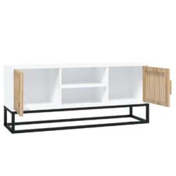 TV-benk hvit 105x30x45 cm konstruert tre og jern