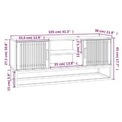 TV-benk hvit 105x30x45 cm konstruert tre og jern