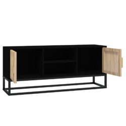 TV-benk svart 105x30x45 cm konstruert tre og jern