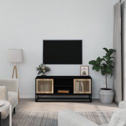 TV-benk svart 105x30x45 cm konstruert tre og jern