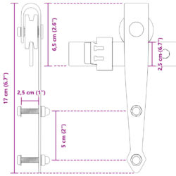 Mini skyvedørsett for skap svart 122 cm karbonstål