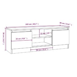 TV-benk med dør hvit 102x30x36 cm