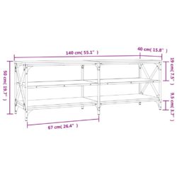 TV-benk røkt eik 140x40x50 cm konstruert tre