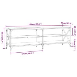 TV-benk svart 160x40x50 cm konstruert tre