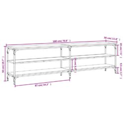 TV-benk sonoma eik 180x30x50 cm konstruert tre og metall