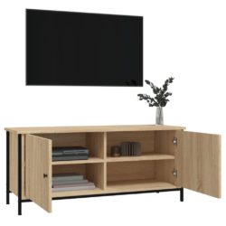 TV-benk med dører sonoma eik 102x35x45 cm konstruert tre