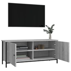 TV-benk med dører grå sonoma 102x35x45 cm konstruert tre