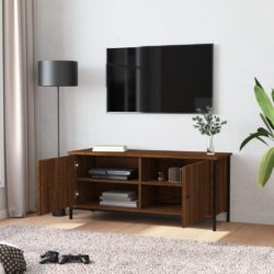 TV-benk med dører brun eik 102x35x45 cm konstruert tre