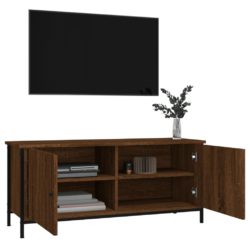 TV-benk med dører brun eik 102x35x45 cm konstruert tre