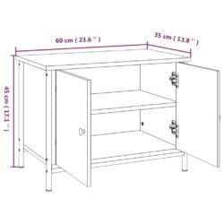 TV-benk svart med dører 60x35x45 cm konstruert tre