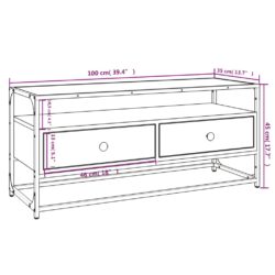 TV-benk røkt eik 100x35x45 cm konstruert tre