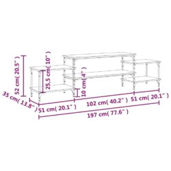 TV-benk svart 197x35x52 cm konstruert tre