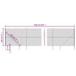 Nettinggjerde med stolpespyd 1,8×25 m antrasitt