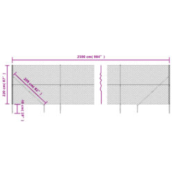 Nettinggjerde med stolpespyd 2,2×25 m antrasitt