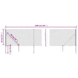 Nettinggjerde med stolpespyd 0,8×10 m sølv