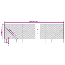 Nettinggjerde med stolpespyd 1,8×10 m sølv