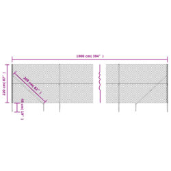 Nettinggjerde med stolpespyd 2,2×10 m sølv