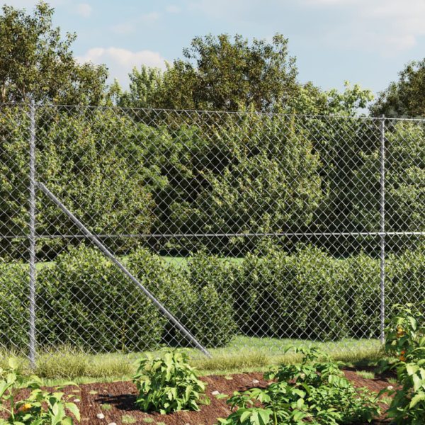 Nettinggjerde med stolpespyd 2,2×10 m sølv