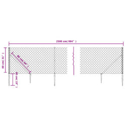 Nettinggjerde med stolpespyd 0,8×25 m sølv