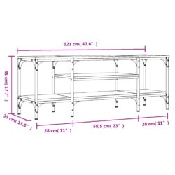 TV-benk grå sonoma 121x35x45 cm konstruert tre og jern