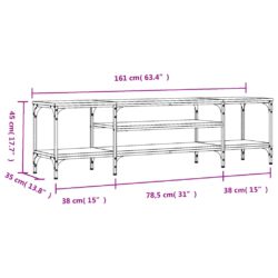 TV-benk grå sonoma 161x35x45 cm konstruert tre og jern