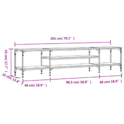 TV-benk sonoma eik 201x35x45 cm konstruert tre og jern