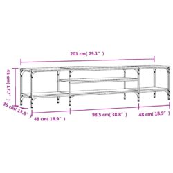 TV-benk røkt eik 201x35x45 cm konstruert tre og jern