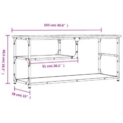 TV-benk røkt eik 103x38x46,5 cm konstruert tre og stål