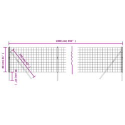 Nettinggjerde grønn 0,8×10 m galvanisert stål