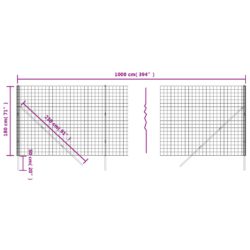 Nettinggjerde grønn 1,8×10 m galvanisert stål