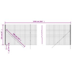 Nettinggjerde antrasitt 2,2×25 m galvanisert stål
