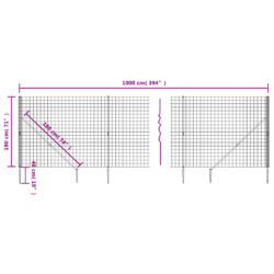 Nettinggjerde med stolpespyd 1,8×10 m antrasitt