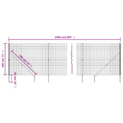 Nettinggjerde med stolpespyd 1,8×25 m antrasitt