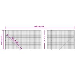 Nettinggjerde med flens antrasitt 1,4×10 m