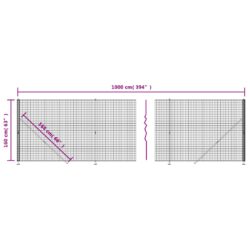 Nettinggjerde med flens antrasitt 1,6×10 m