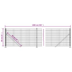 Nettinggjerde med flens antrasitt 0,8×10 m