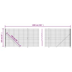 Nettinggjerde med flens antrasitt 1,6×10 m