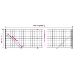 Nettinggjerde med flens antrasitt 0,8×10 m