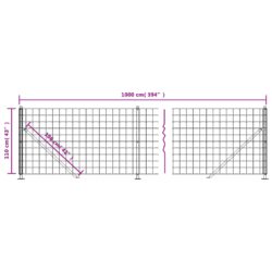 Nettinggjerde med flens antrasitt 1,1×10 m