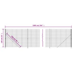 Nettinggjerde med flens antrasitt 1,6×10 m