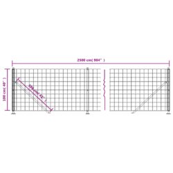 Nettinggjerde med flens antrasitt 1×25 m