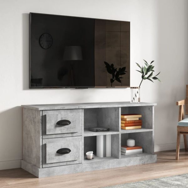 TV-benk betonggrå 102×35,5×47,5 cm konstruert tre